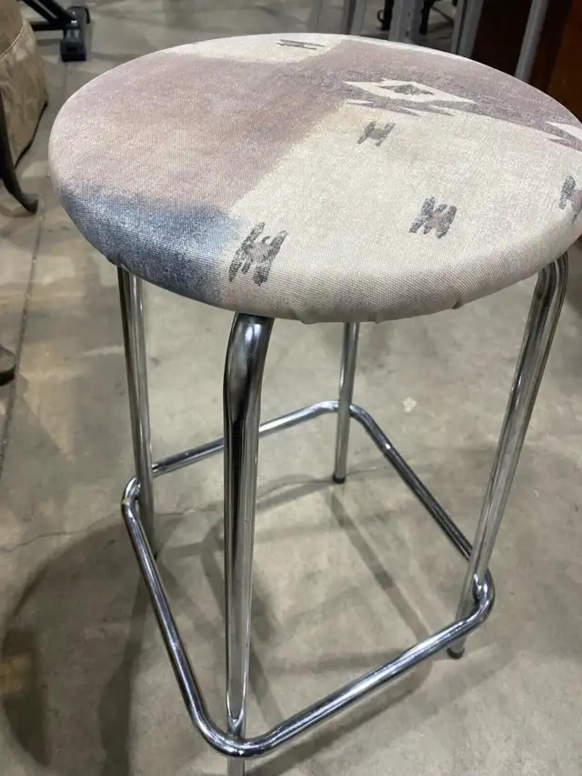 Upholstered Silver Frame Stool