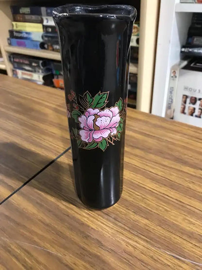 Small Black Floral Vase