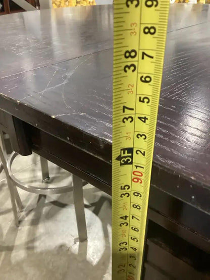 Dark Wood Dining Table with Pedestal Base