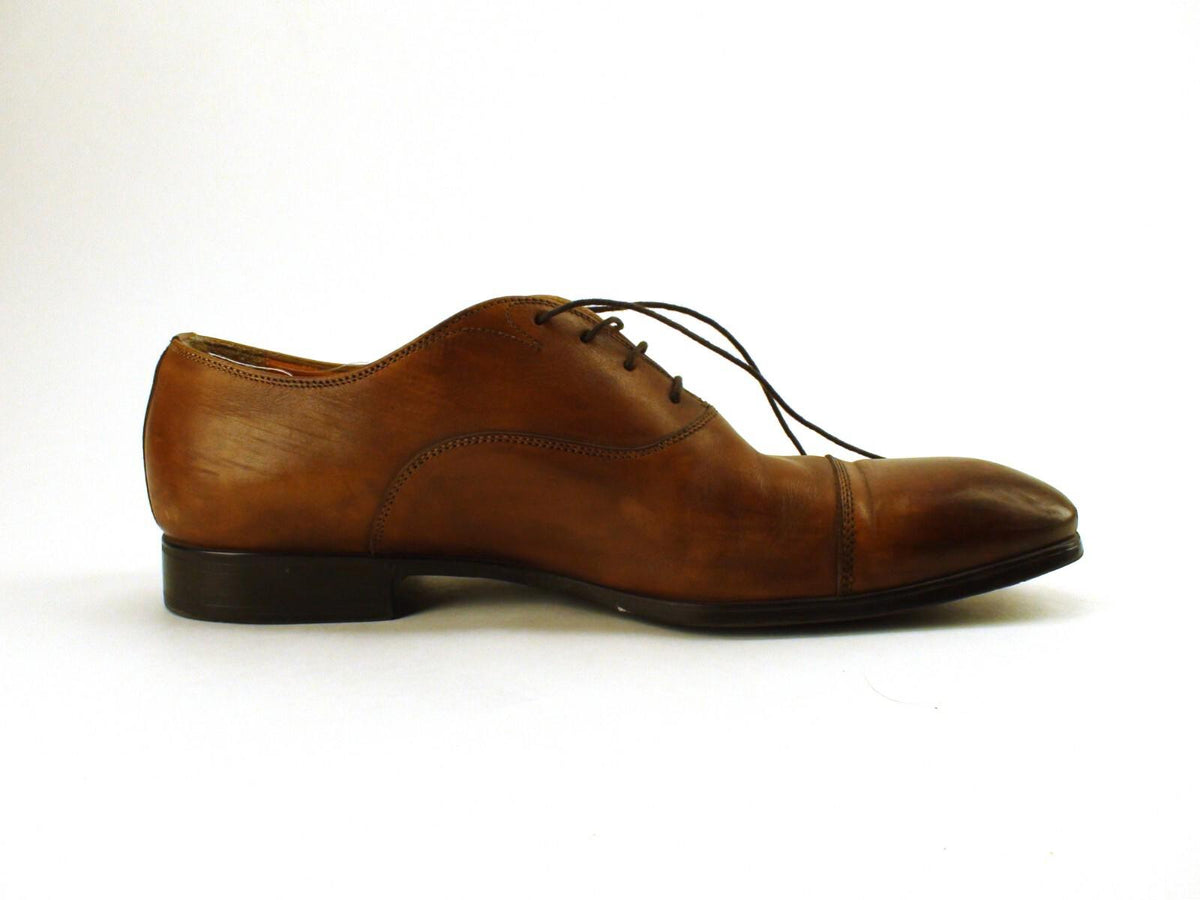 GOOD CONDITION Santoni Salem Oxford Brown Leather Shoes - 392055 2 D Size 10 US