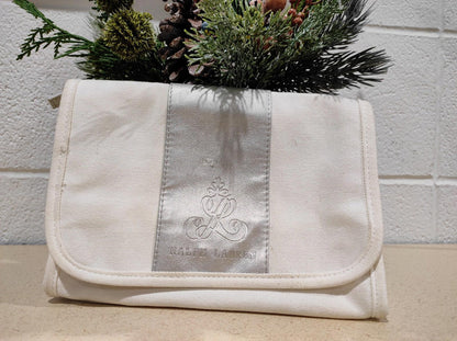 RALPH LAUREN SIGNATURE White Cosmetic Vanity Bag