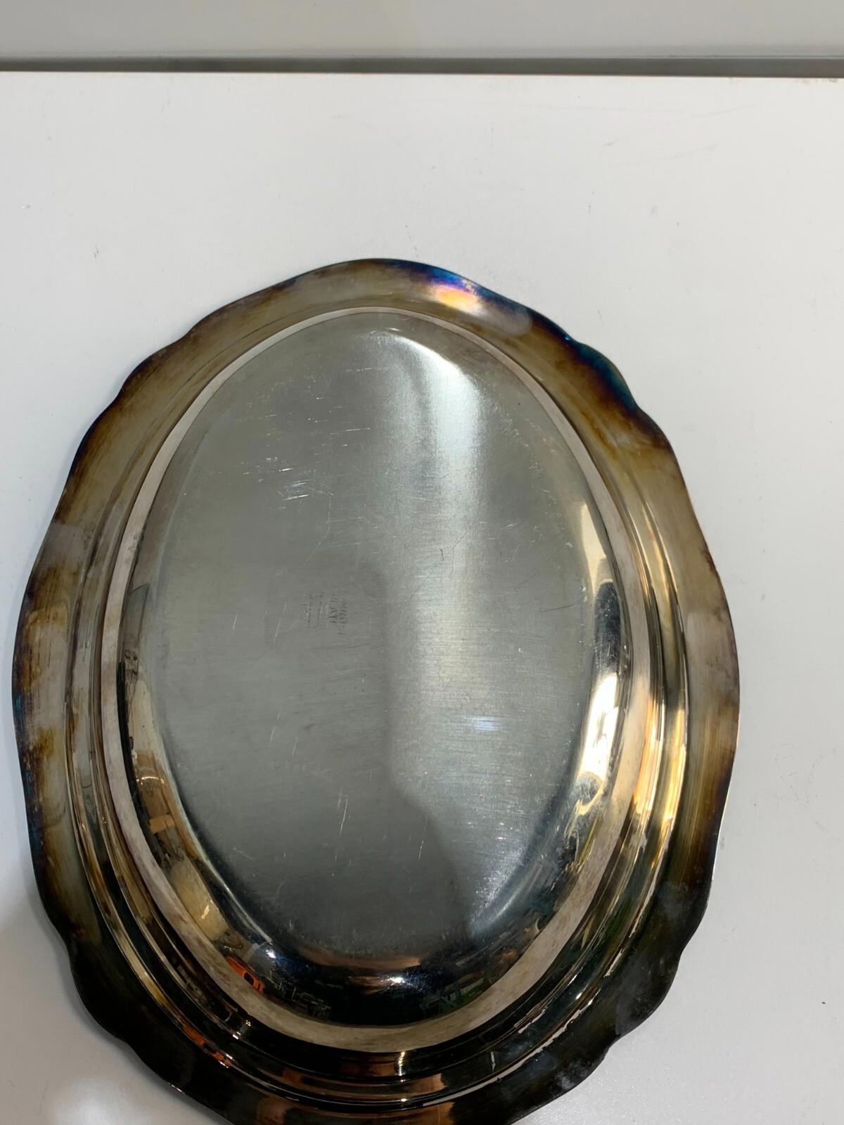 Plateau vintage plaqué argent Primrose, montures en plomb, cuivre EP, 036