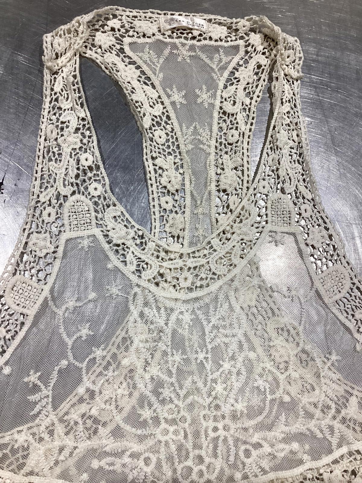 Cream Ivory Lace Racerback Tank – Elegant Crochet Detail