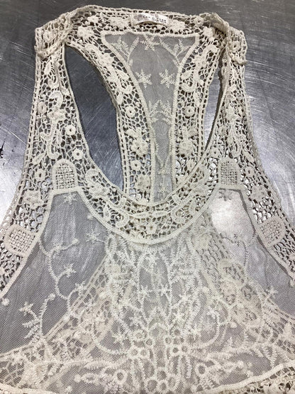 Cream Ivory Lace Racerback Tank – Elegant Crochet Detail