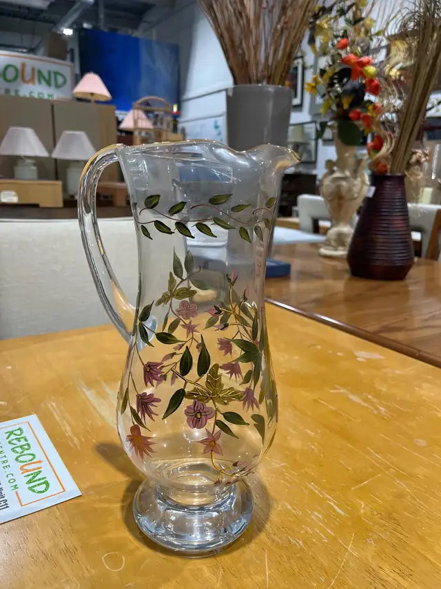 Floral Glass Pitcher
