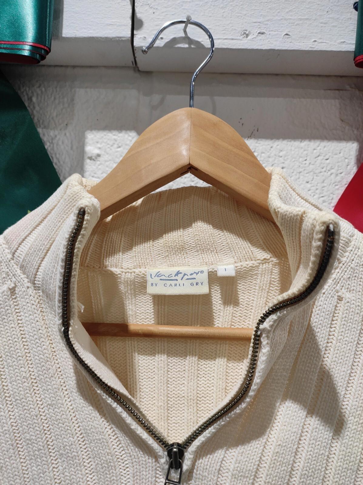 JACKPOT by CARLI GRY Vintage White 1/4 Zip Knit Pullover