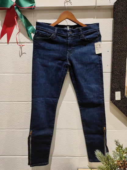 7 For All Mankind - Dark Wash Zip Bottom Gwenevere Jeans, Women Size 30 NWT