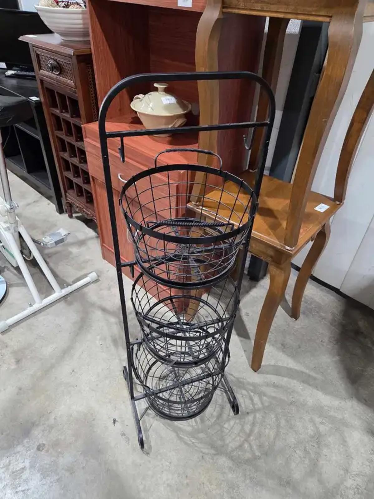3-Tiered Metal Basket Stand