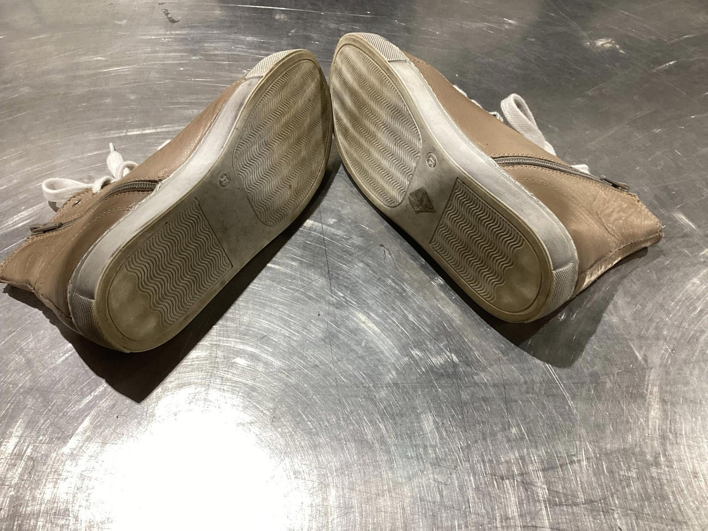 Brown Leather High Top Sneakers women