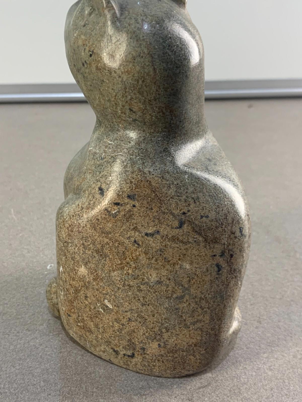 Hand carved Stone Cat Figurine in Soapstone
