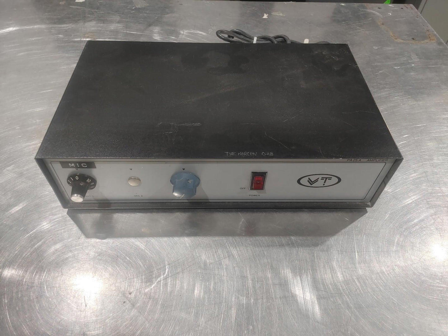 Good Condition Vintage VT PA25A Amplifier Black/Silver Untested
