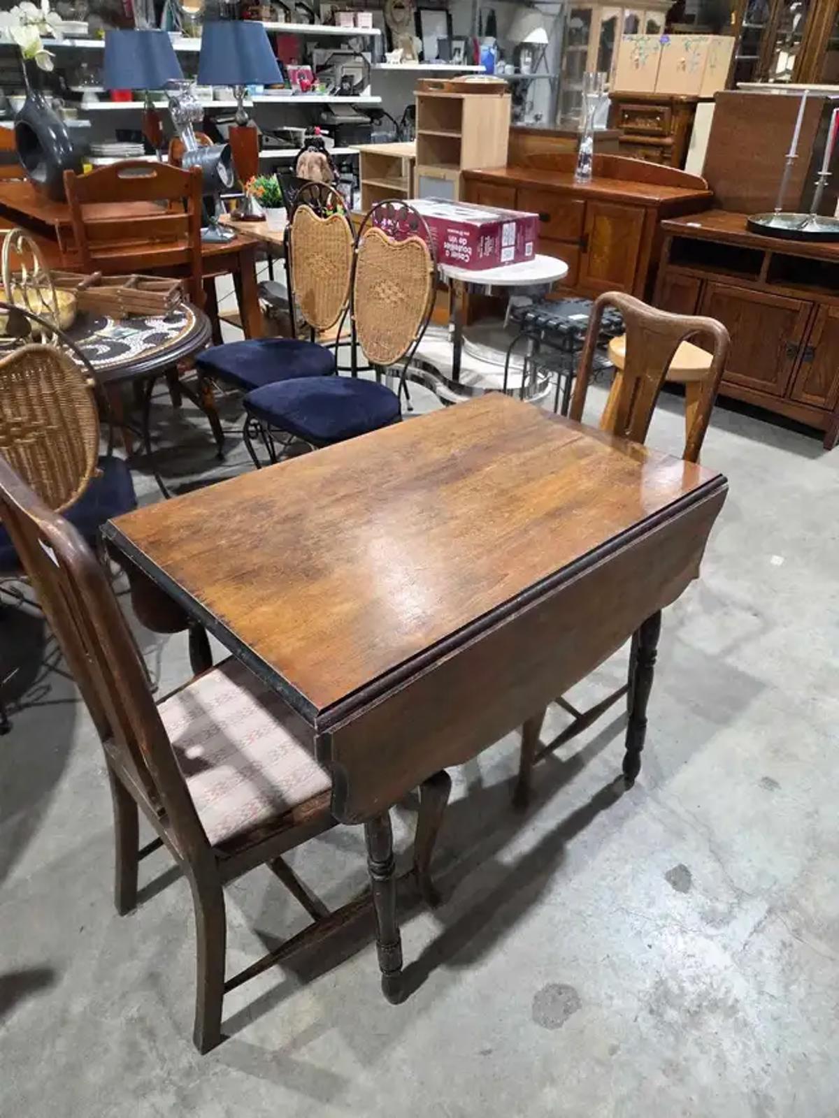 Vintage Drop Leaf Dining Table and 2 Chairs