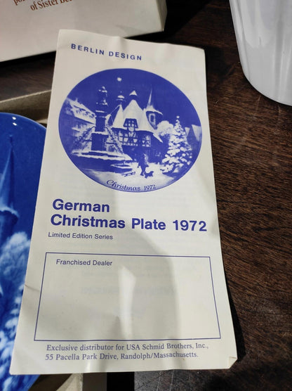 Schmid Christmas Plate 1972 Berlin Design Christmas Eve Blue China Plate W/box