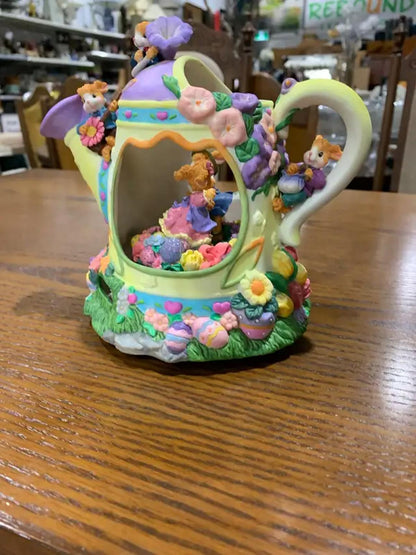 Music Easter Bunny Teapot Figurine