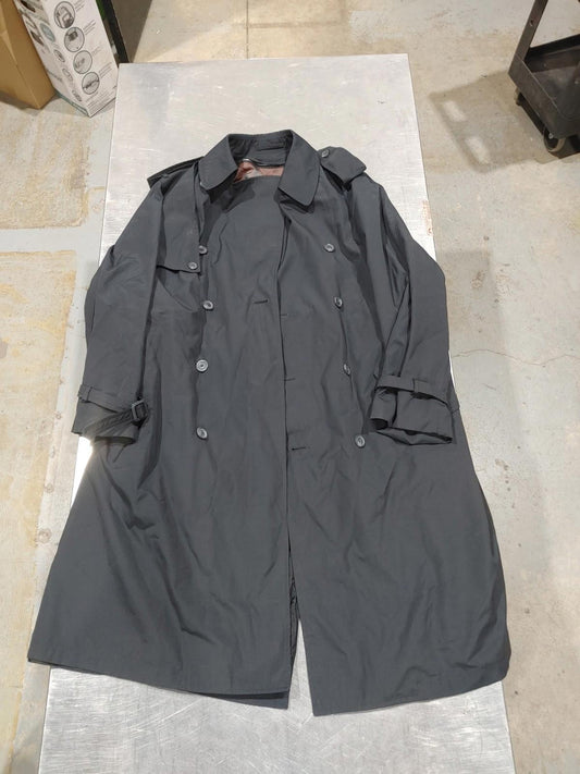 Excellent Condition Moores Long Black Trench Coat Size 46 Reg