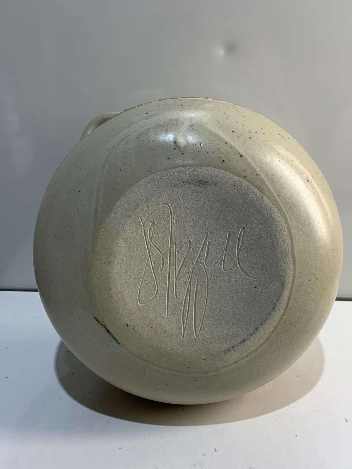 Vintage Beige with Signed Hand Crafted -Stoneware