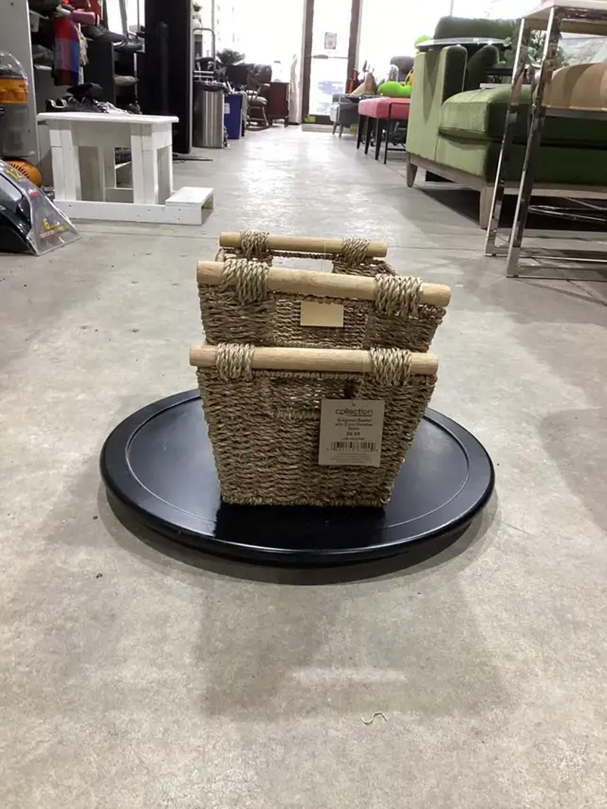 Wooden Handle Collection Baskets - Set of 2