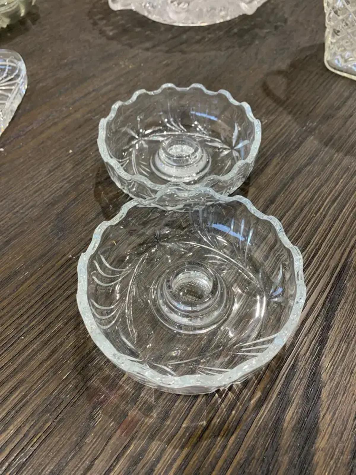 Crystal Candle Holders with abstract botanical details