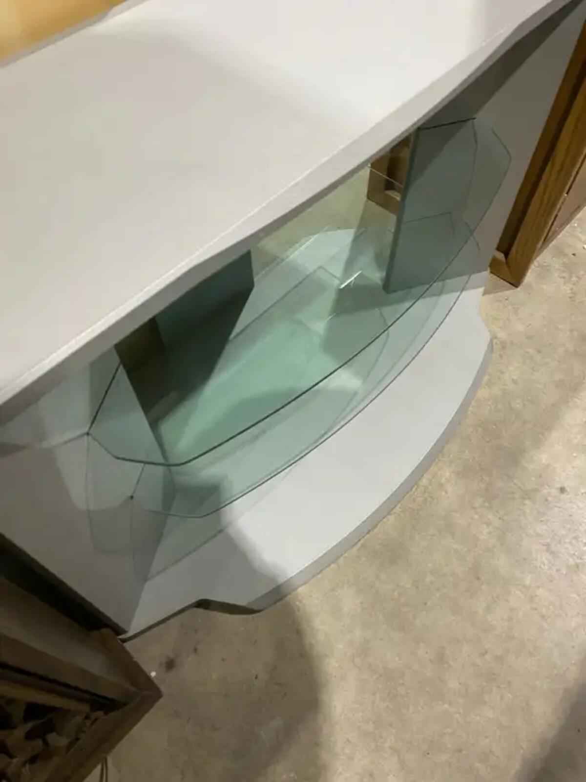 Modern Curved Gray Media Console