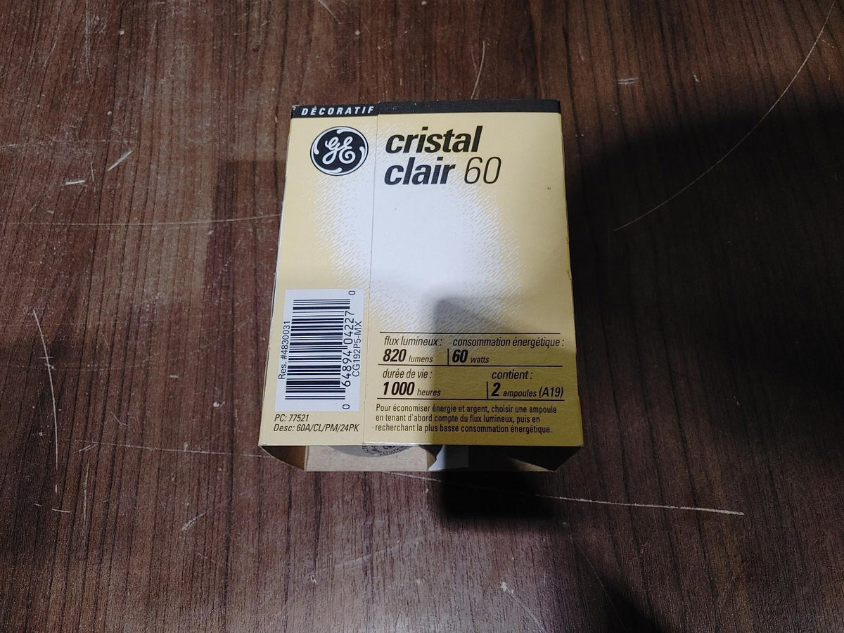 EXCELLENT ÉTAT Ampoules General Electric Cristal Clair 60w Lot de 2 - 1