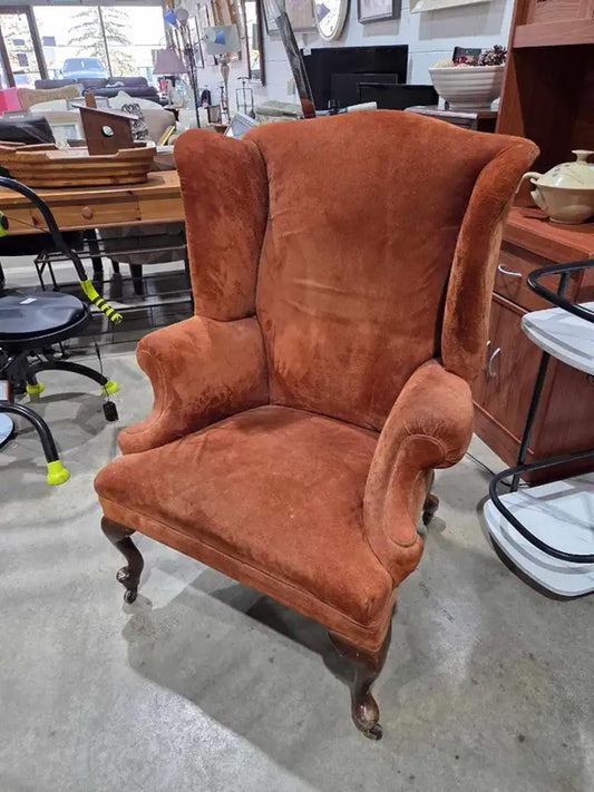 Vintage Suede Wingback Chair