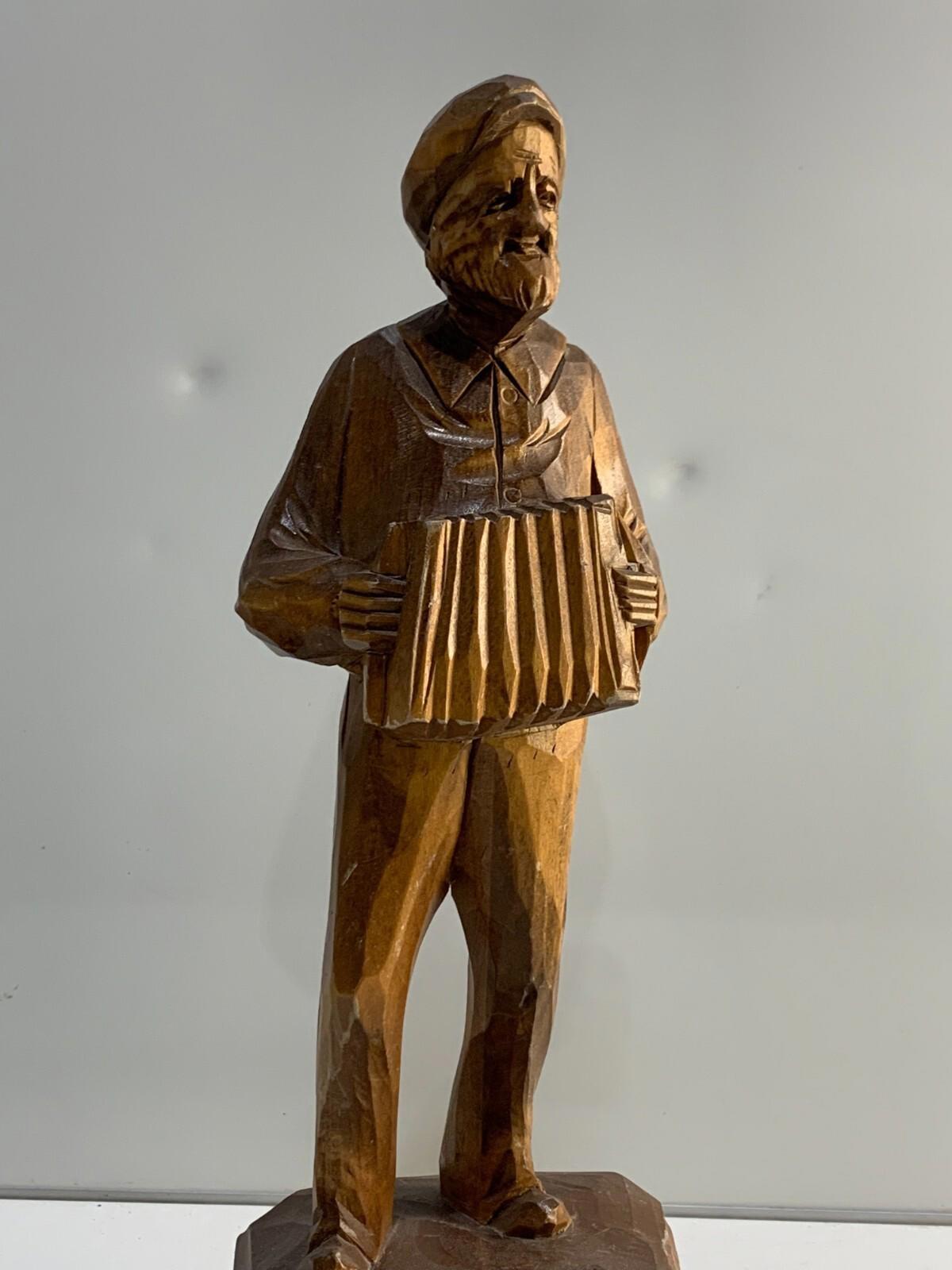 Vintage Hand Carved Paul E Caron Wooden Statue