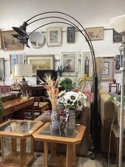 7ft Black Arc Floor Lamp with 3 Lights