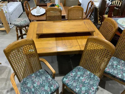 House of Braemore Rattan Oak Dining Table and Chairs