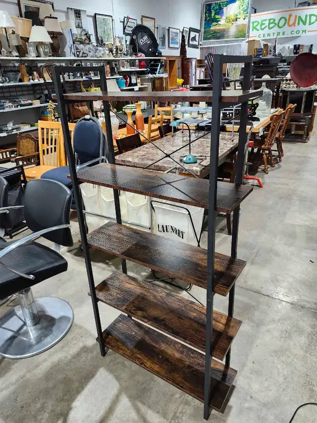 5-Tier Rustic Brown Bookshelf