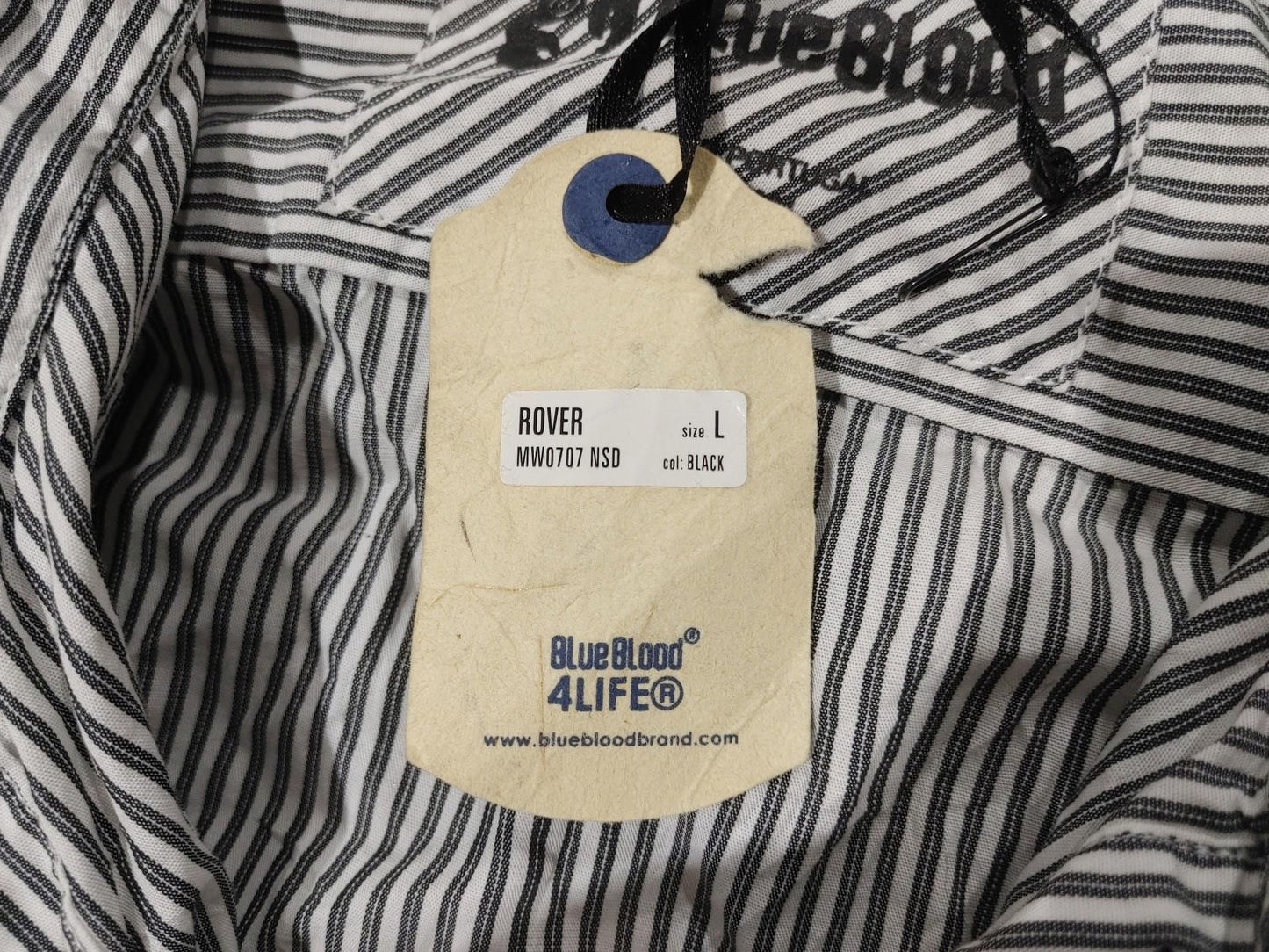 Brand New BlueBlood Rover Men's Button Shirt Striped Size L Black/White