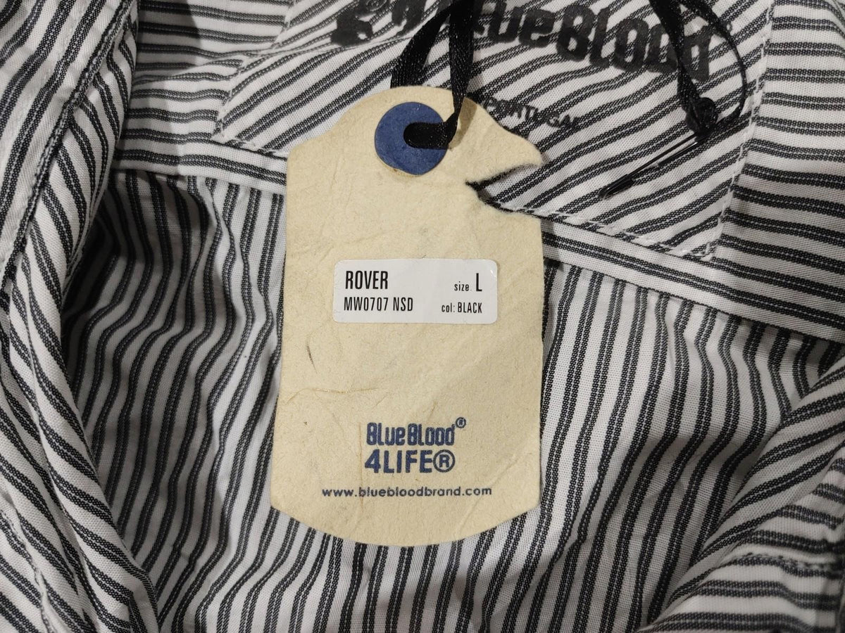 Chemise à boutons pour homme BlueBlood Rover toute neuve, rayée, taille L, noir/blanc