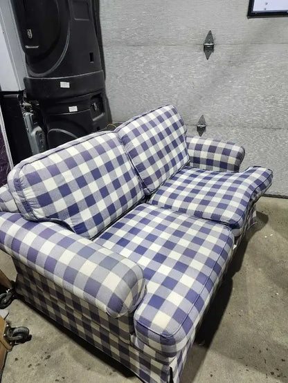 Blue Plaid Loveseat