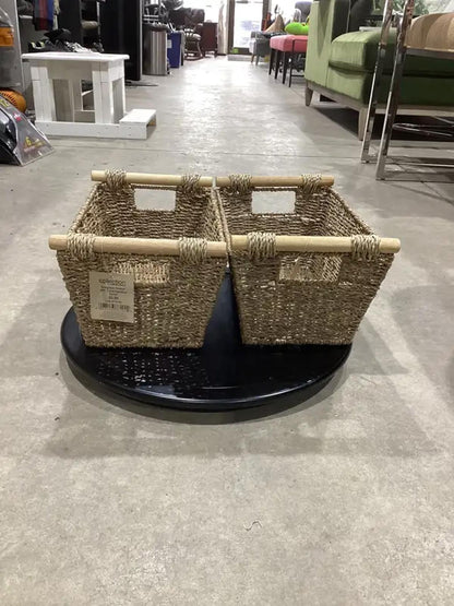 Wooden Handle Collection Baskets - Set of 2