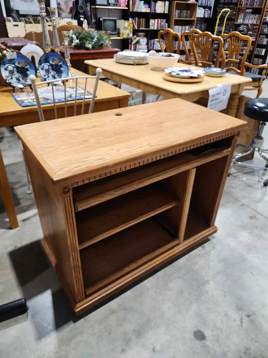 Rolling Solid Oak Computer Desk
