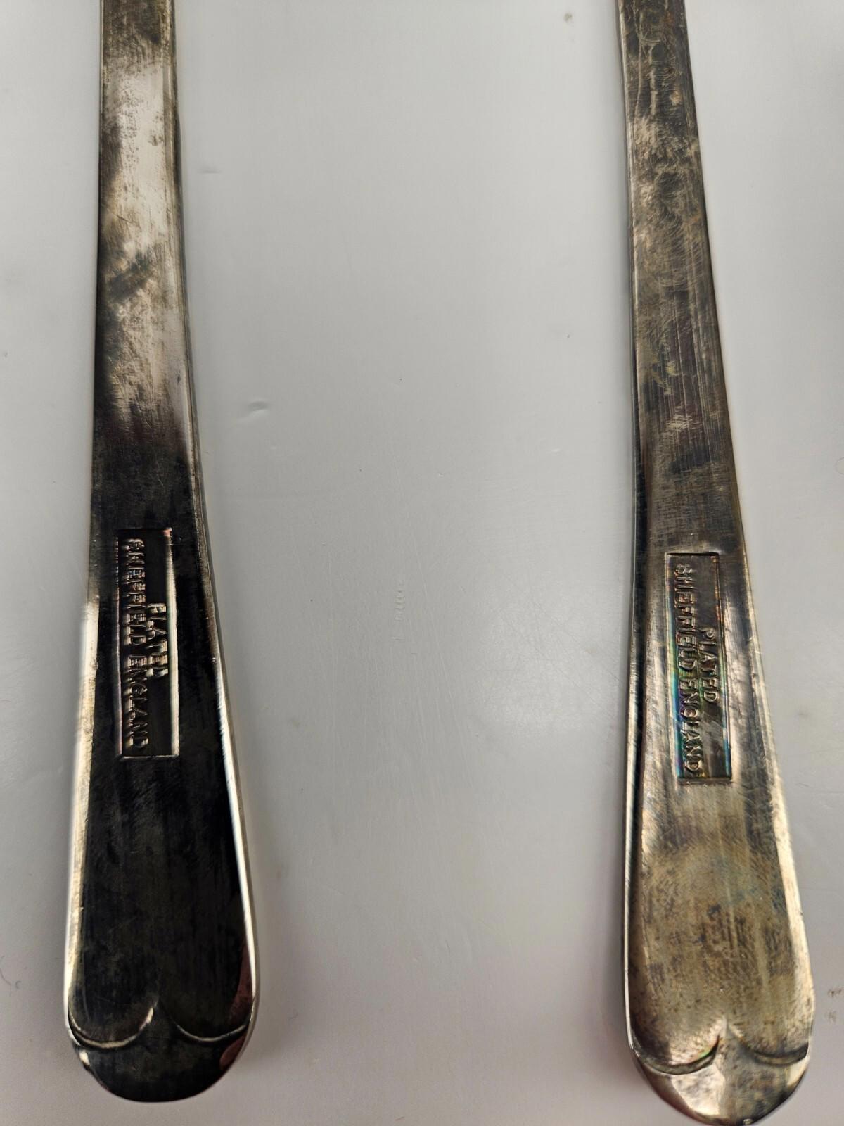 Sheffield England Silverplate Salad Serving Fork & Spoon Set 9"