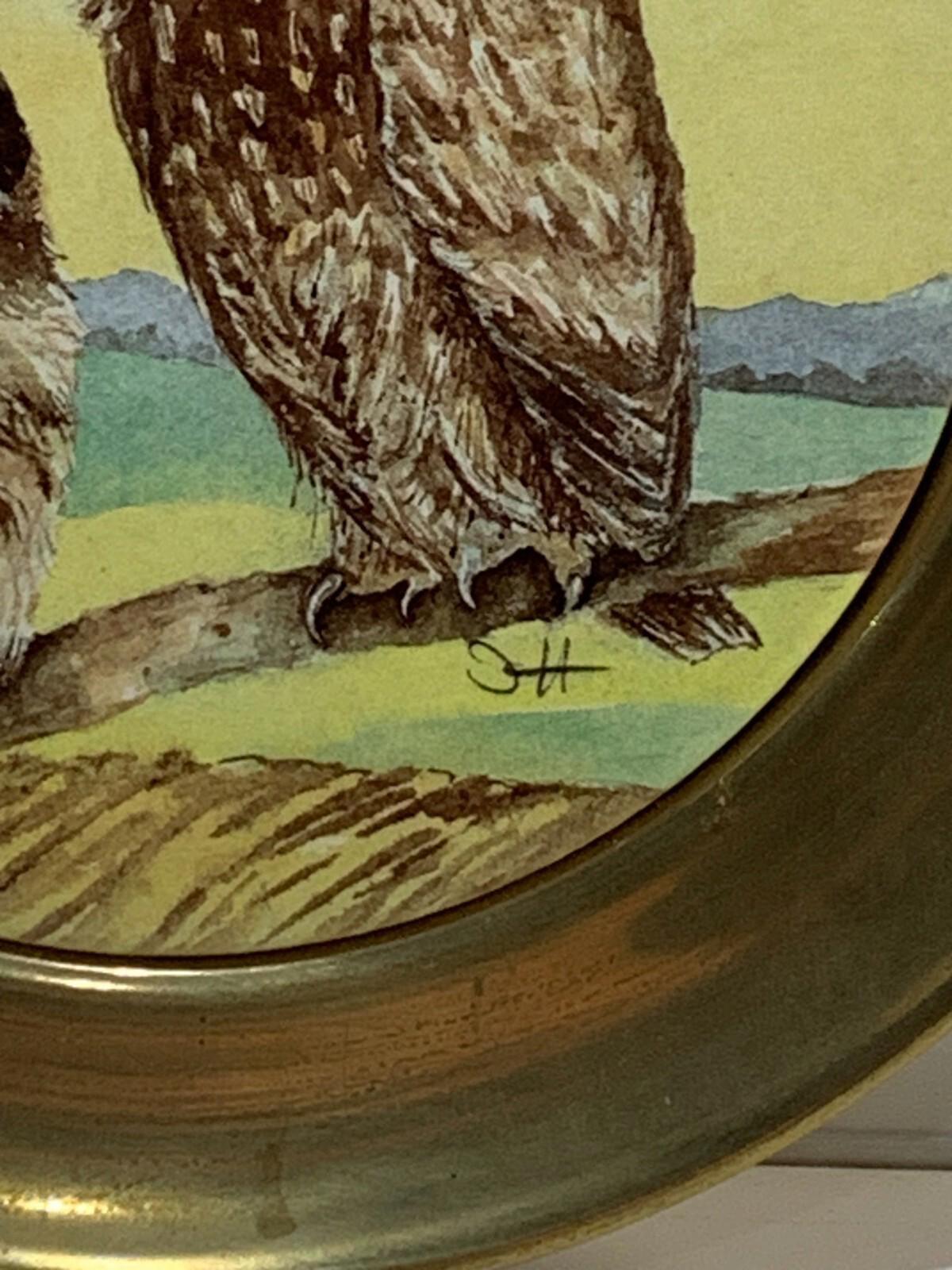 2 owls on porcelain plate limited edition.
