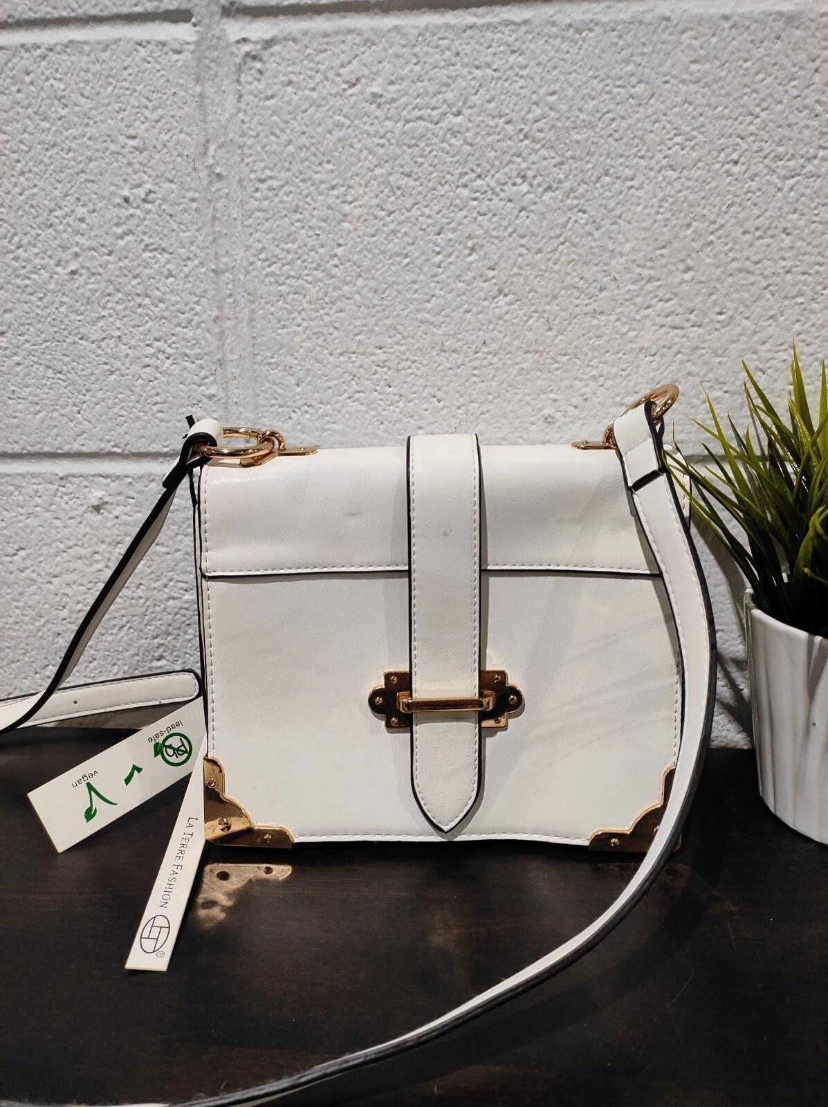 NWT Sac à main végan La Terre Fashion, sans plomb, blanc