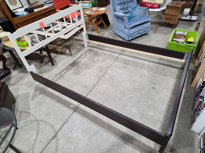 Dark Brown DeFehr Bed Frame with Mismatch Headboard