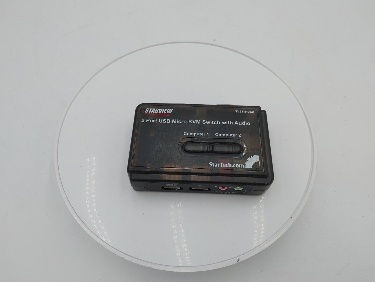 Excellent Condition Starview 2 Port Slim KVM Switch with Audio SV211KUSB Black