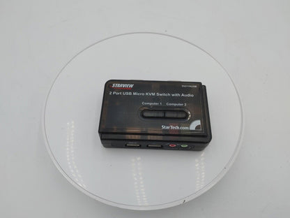 Excellent Condition Starview 2 Port Slim KVM Switch with Audio SV211KUSB Black