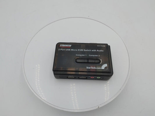 Excellent Condition Starview 2 Port Slim KVM Switch with Audio SV211KUSB Black