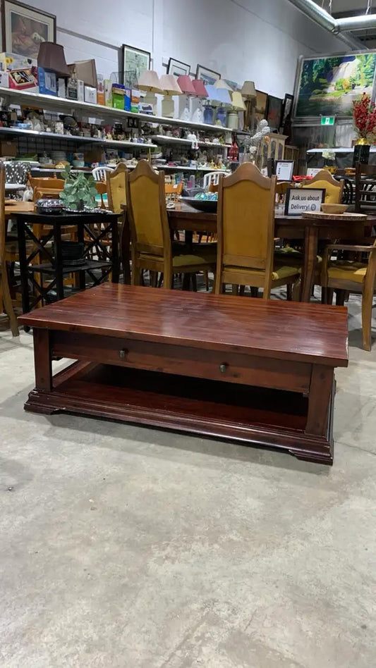 Rustic Wood Coffee Table with large drawer