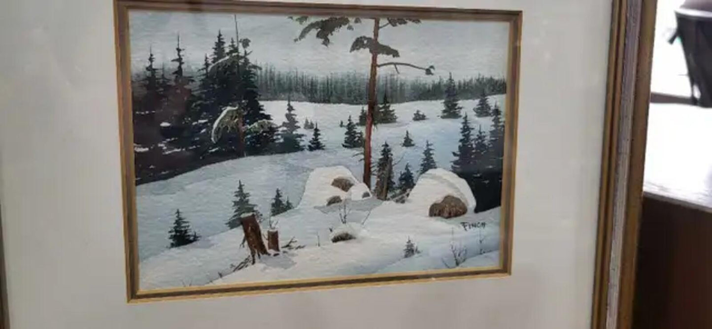 Ron Finch Original Watercolor Paintings - Winter Landscapes