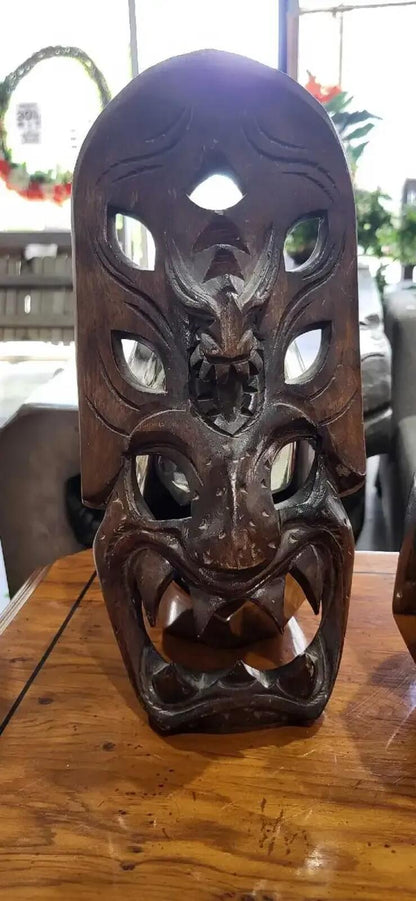 Wooden Hand-Carved Bakunawa Mask 12"