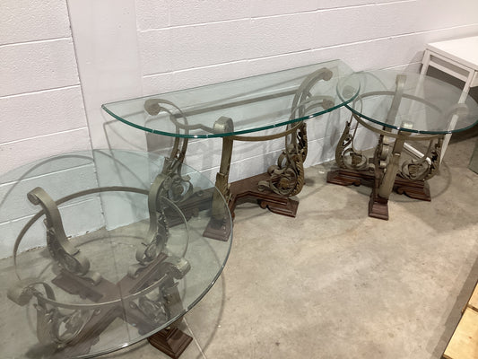 Traditional vintage glass tables