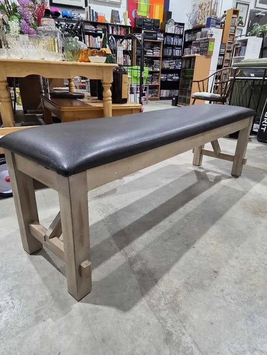 5ft Wooden Bench w/ Cushioned Seat