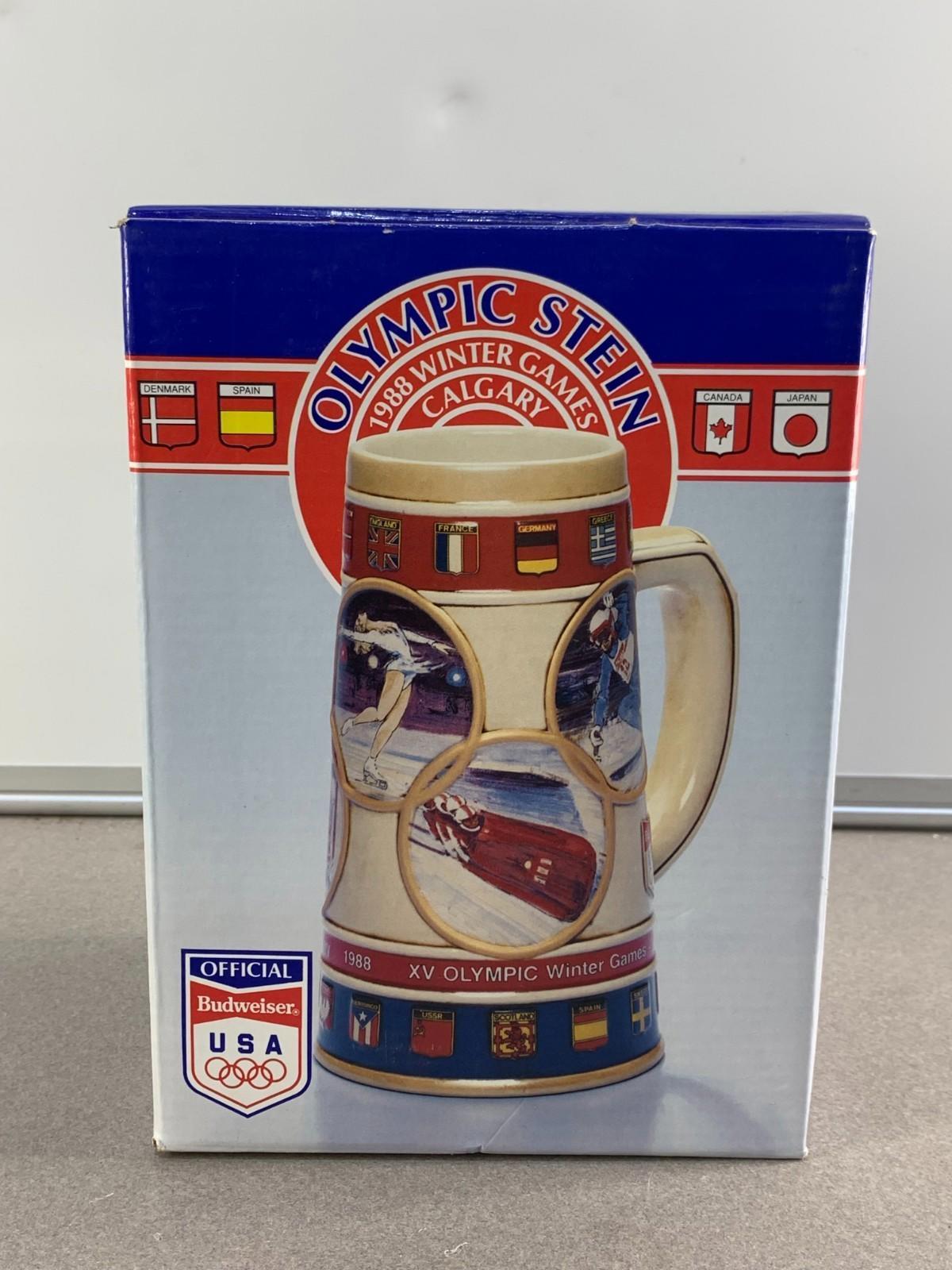 Chope à bière Budweiser des Jeux olympiques d'hiver de Calgary 1988, neuve en boîte