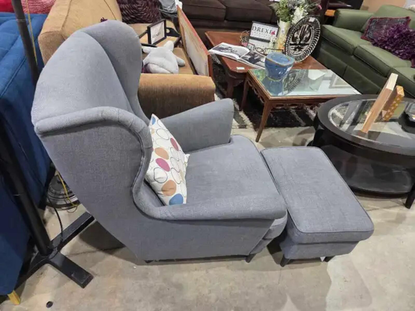 STRANDMON Armchair & footstool - Nordvalla dark