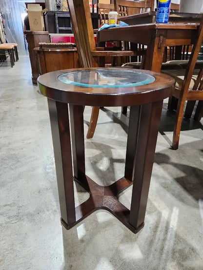 Glass Top Round Side Table