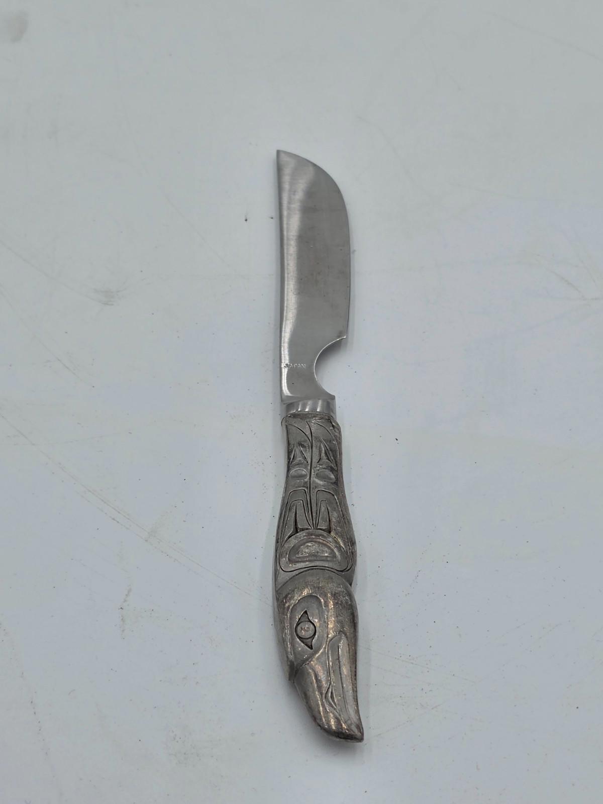 Vintage Pewter Eagle carved on Cheese or Steak Knife (Made in Canada)